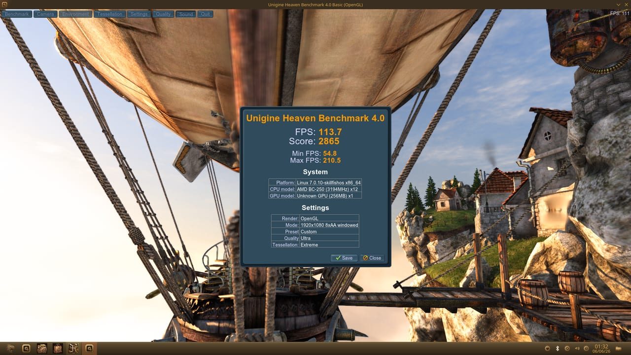 Unigine Heaven — 113.7 FPS